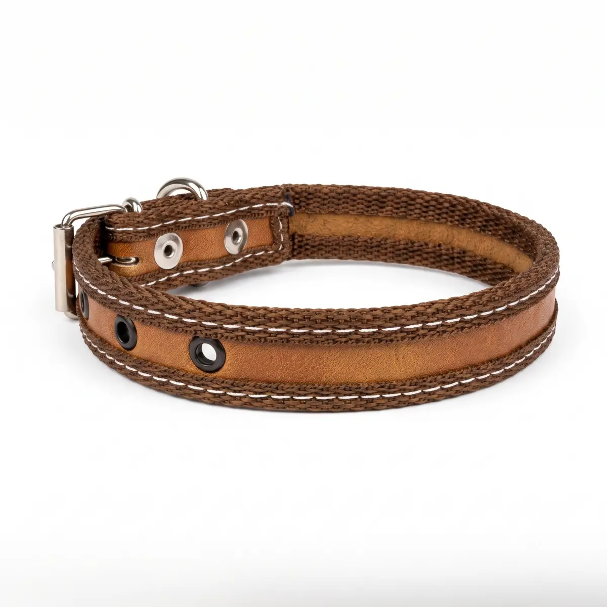 Collar lona café para perro2 Collar lona café para perro2