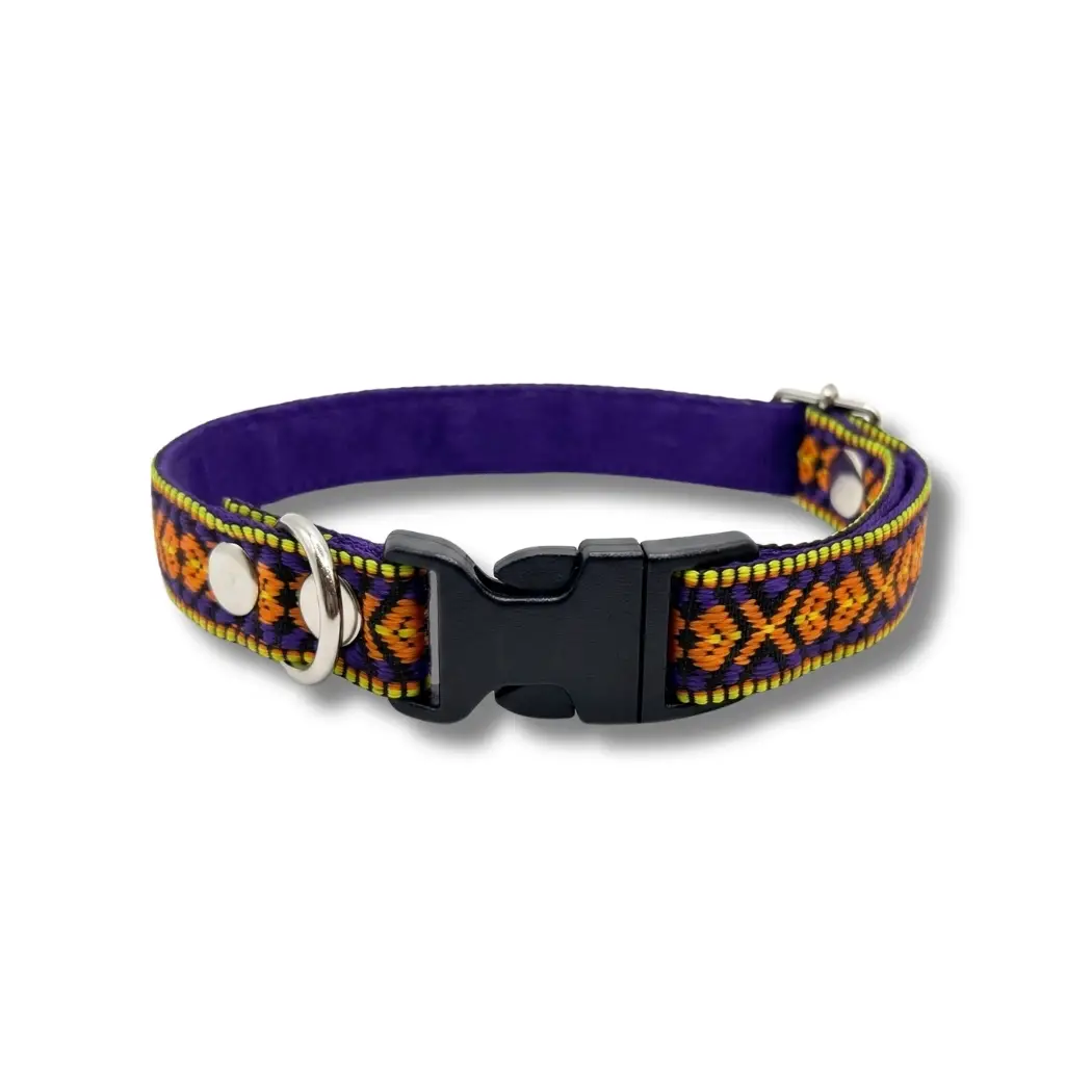 collar-morado-naranja-perro-artesanal-mexicano-tela-resistente-mexico collar-morado-naranja-perro-artesanal-mexicano-tela-resistente-mexico